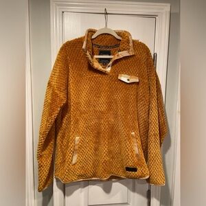 Simply Southern Size L Mustard Yellow Waffle Plaid Quarter Snap Fleece Jacket